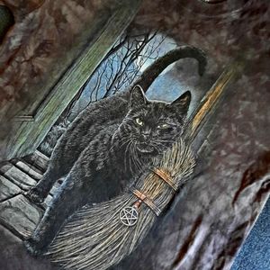 Black tie dye goth graphic tee.